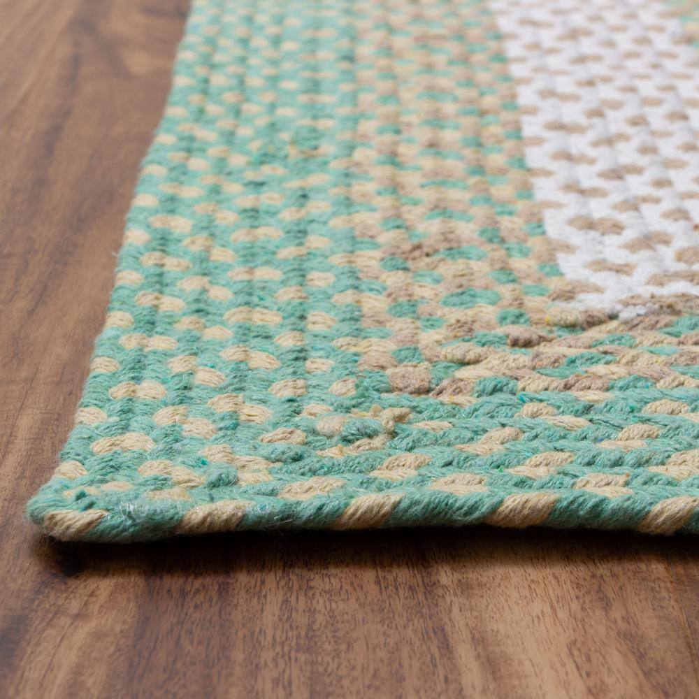 Handmade Green and Cream Braided Cotton Area Rug