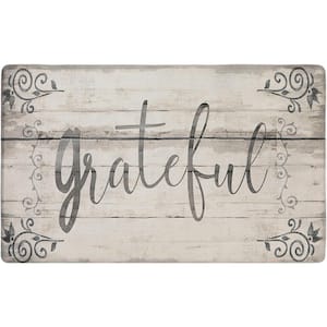 Cozy Living Grateful Floral Grey 20 in. x 36 in. Anti Fatigue Kitchen Mat