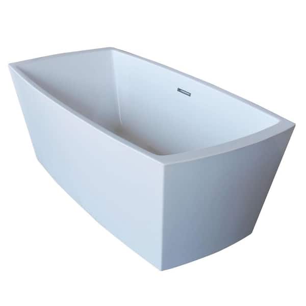 ANZZI Arthur 5.6 ft. Acrylic Center Drain Freestanding Bathtub in Glossy White