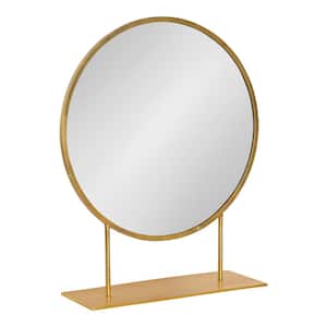 Medium Round Gold Contemporary Mirror (22 in. H x 18 in. W)