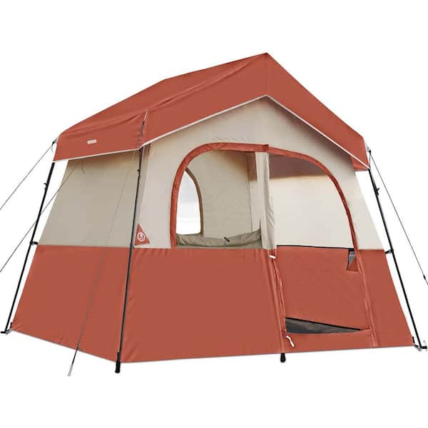 Zeus & Ruta 120 in. L x 96 in. W x 76 in. H 6-Person Red Camping Tent - Portable Easy to Set Up Family Camping Tent