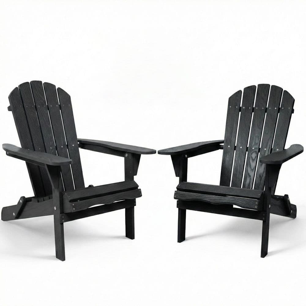 Double-Coated Solid Wood Embossed Adirondack Chair with Folding Design for Patio and Garden price history on PriceWatchPro