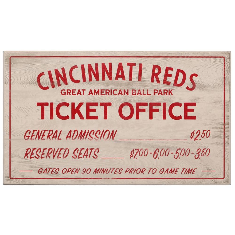 Open Road Brands Cincinnati Reds Vintage Ticket Office Wood Wall Decor  90183500-s - The Home Depot