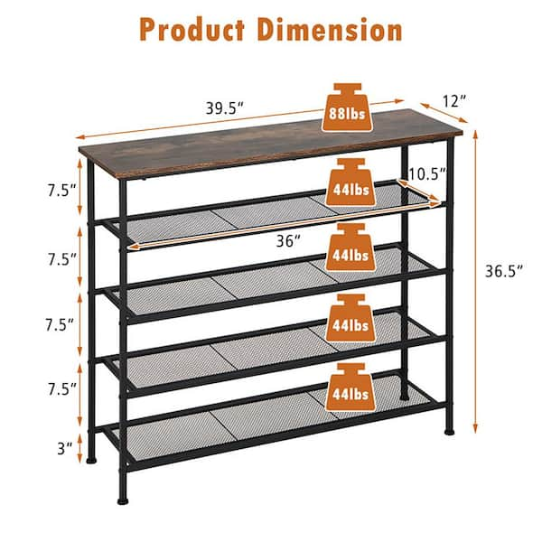 RiverRidge Home Afton 3-Tier Shoe Rack in Dark Weathered