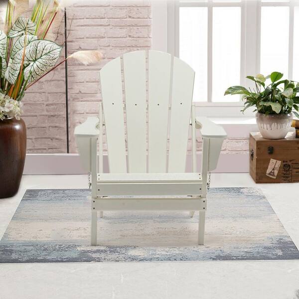 Classic Solid All weather Folding Plastic HDPE Adirondack Chair in White A523 CHAIR WHIT The Home Depot