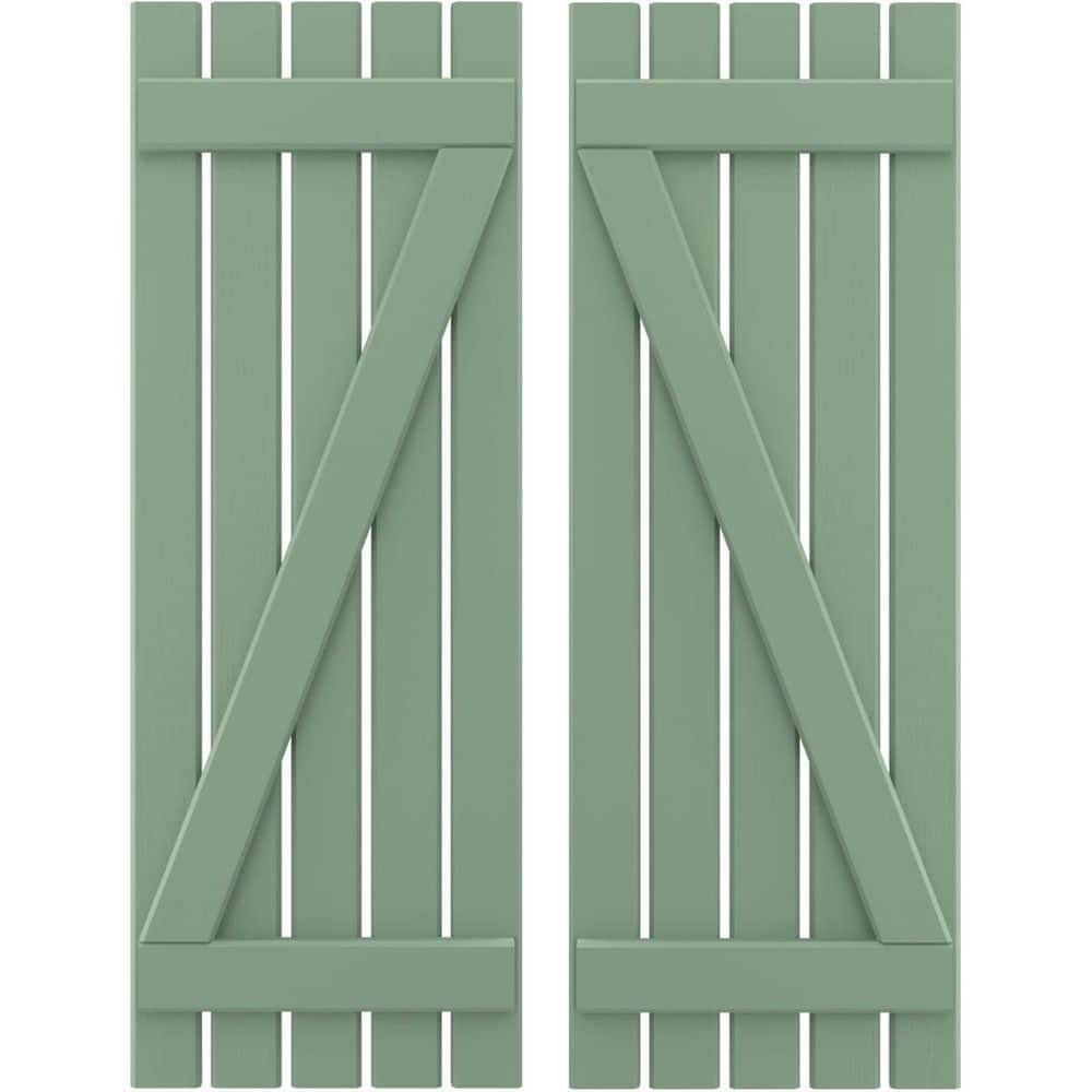 19-1/2 in. W x 61 in. H Americraft 5-Board Exterior Real Wood Spaced Board and Batten Shutters with Z-Bar in Track Green price history on PriceWatchPro