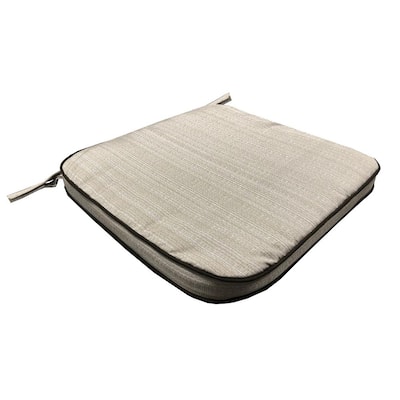 19 in. x 20 in. White Rectangular Outdoor Patio Dining Chair Seat Cushion with Ties