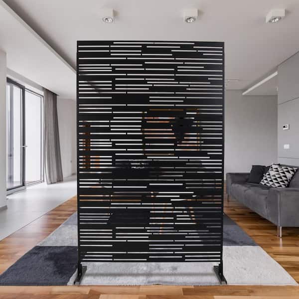 6.3 ft. H x 4 ft. W Black Metal Outdoor Privacy Screen Decorative