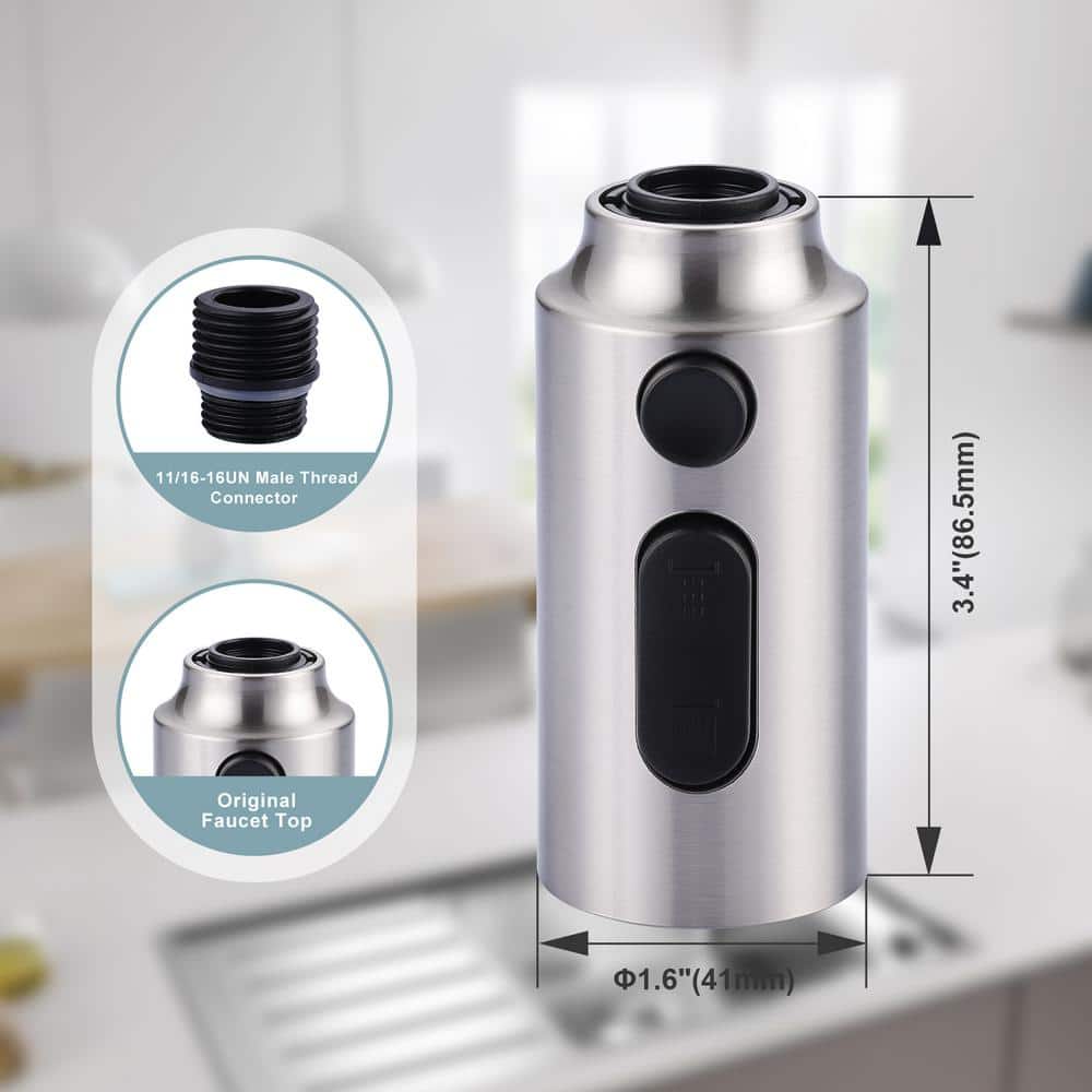 Brushed Nickel 3-Function Kitchen Faucet Sprayer Head with Adapters