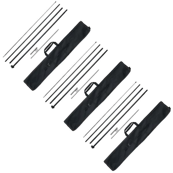 Feather Flag Pole Kit, 3-Pack Swooper Flag Poles 16.3 ft. for Outdoor Business Advertising, with Ground Stakes, Flagpole