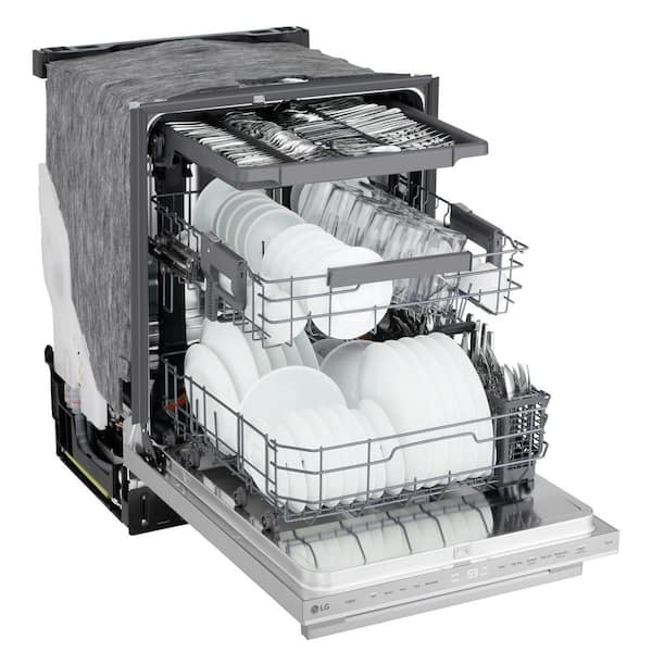 24 in. Top Control Smart Built-in 46 dBA Dishwasher in Stainless Steel with FlushFit Design and 1-Hour Wash and Dry