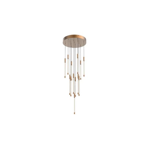 KUZCO Motif 13 in. 1 Light 53-Watt Brushed Gold Integrated LED Pendant Light