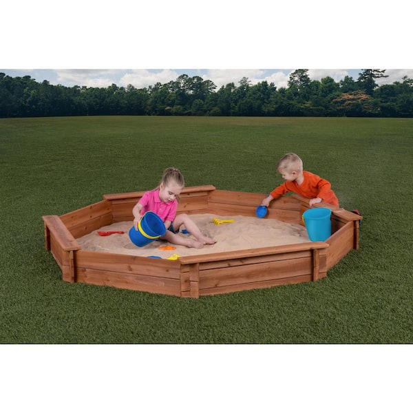 sandbox kit with coverwooden play cedar kids outdoor x 7 ft Octagon 6.5 ft 