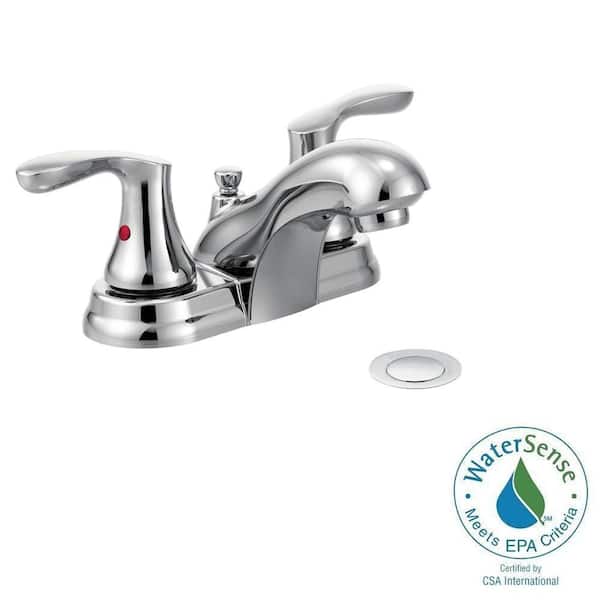 MOEN Cornerstone 4 in. Centerset 2-Handle Bathroom Faucet with Pop-Up Assembly in Chrome