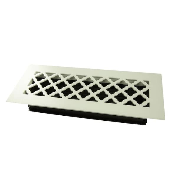 SteelCrest Tuscan 12 in. x 4 in. Steel Floor Register, White/Powder Coat with Opposed Blade Damper
