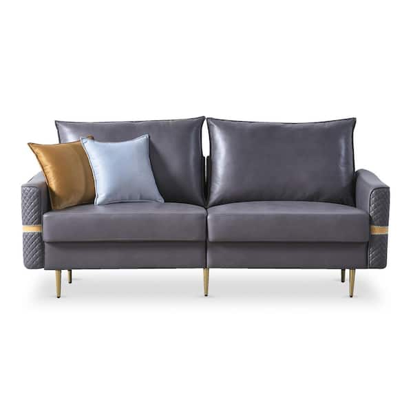 Utopia 4niture Bia 73 in. Dark Gray Fabric 2-Seat Loveseat with 2 Pillows