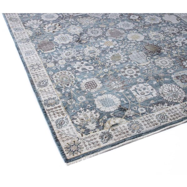 Legacy Teal 8 ft. x 10 ft. (7 ft. 6 in. x 9 ft. 6 in.) Floral Transitional Area Rug