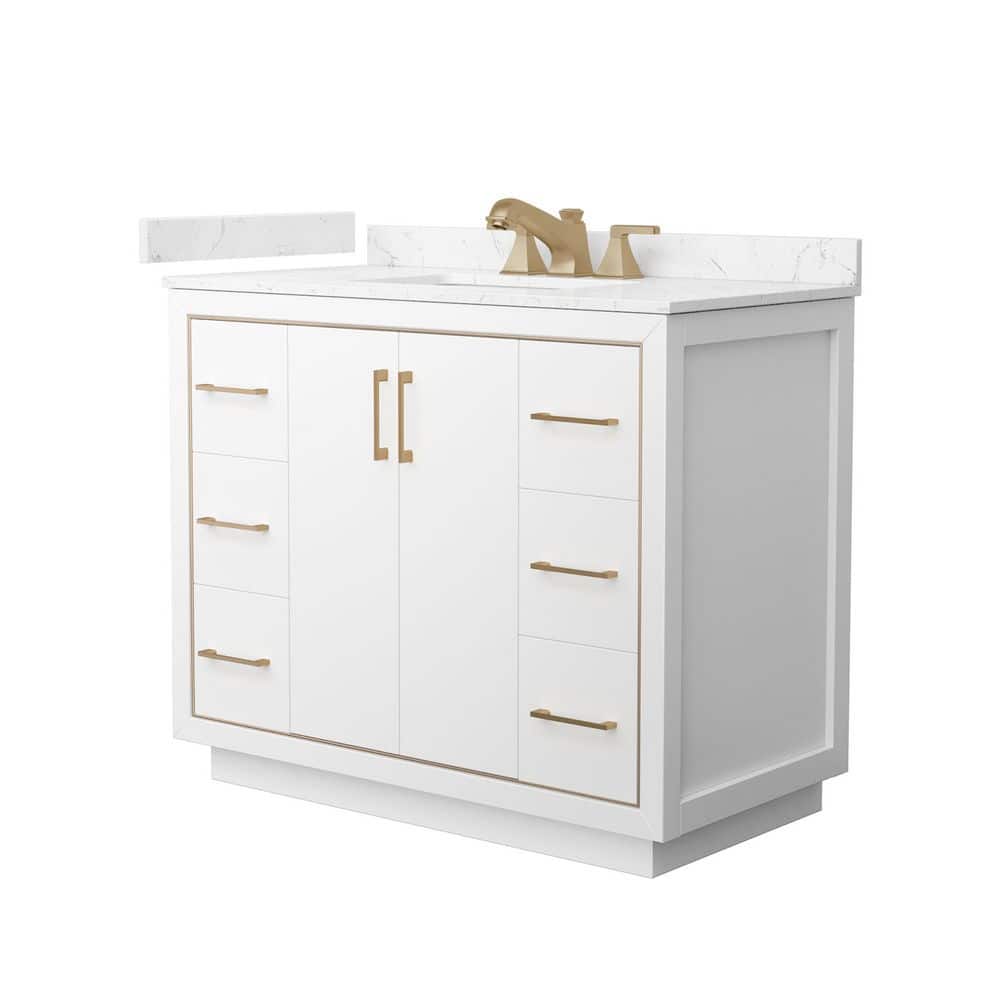 Icon 42 in. Single Freestanding White Bath Vanity with Carrara Cultured Marble Top Assembled price history on PriceWatchPro