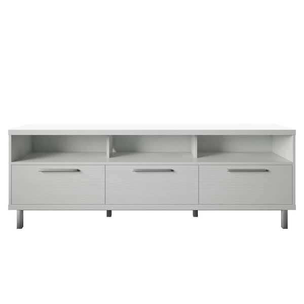 Twin Star Home 68 in. White TV Stand With 3 Drawers Fits TV's up to 80 in.