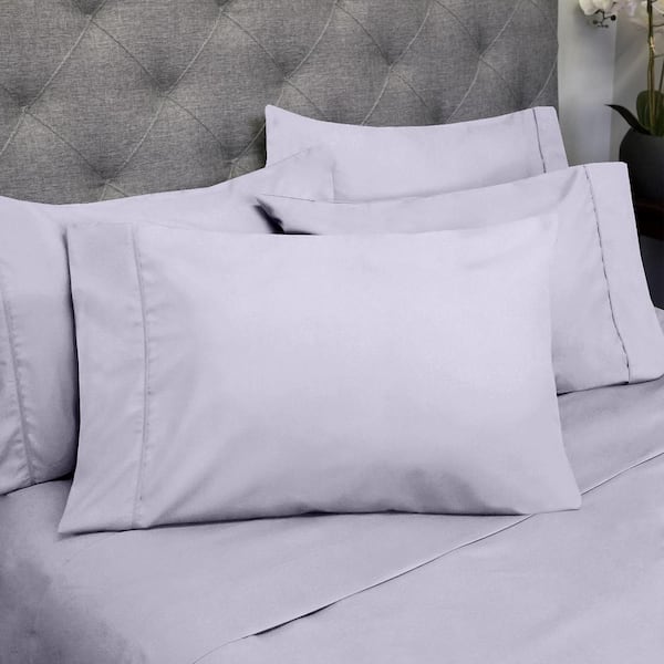 Sweet Home Collection 1500 Supreme Series 6-Piece Lilac Solid Color Microfiber Queen Sheet Set