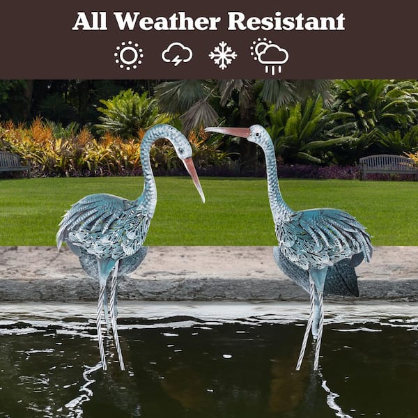Pure Garden 32 in. Metal Crane Garden Statues (2-Pack) 50-LG1293