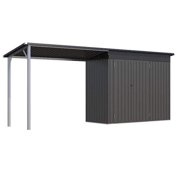 4 ft. W x 6 ft. D Metal Outdoor Open-Sided Storage Shed with One Door (24 sq. ft. )
