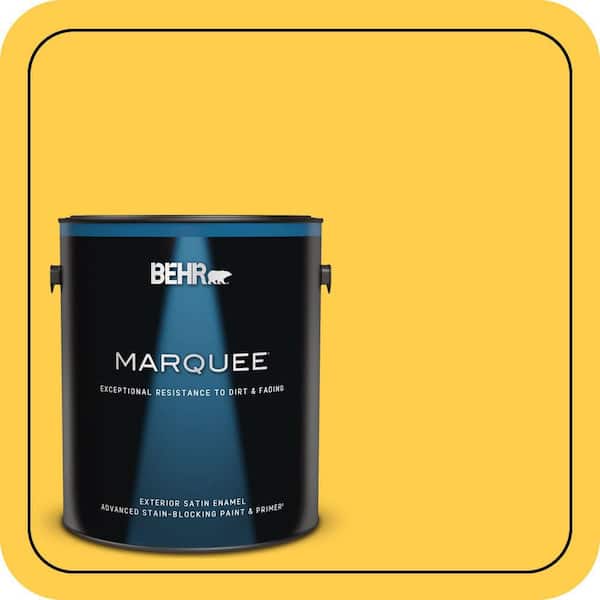 BEHR MARQUEE 1 gal. #340B-6 Pineapple Soda Satin Enamel Exterior Paint & Primer