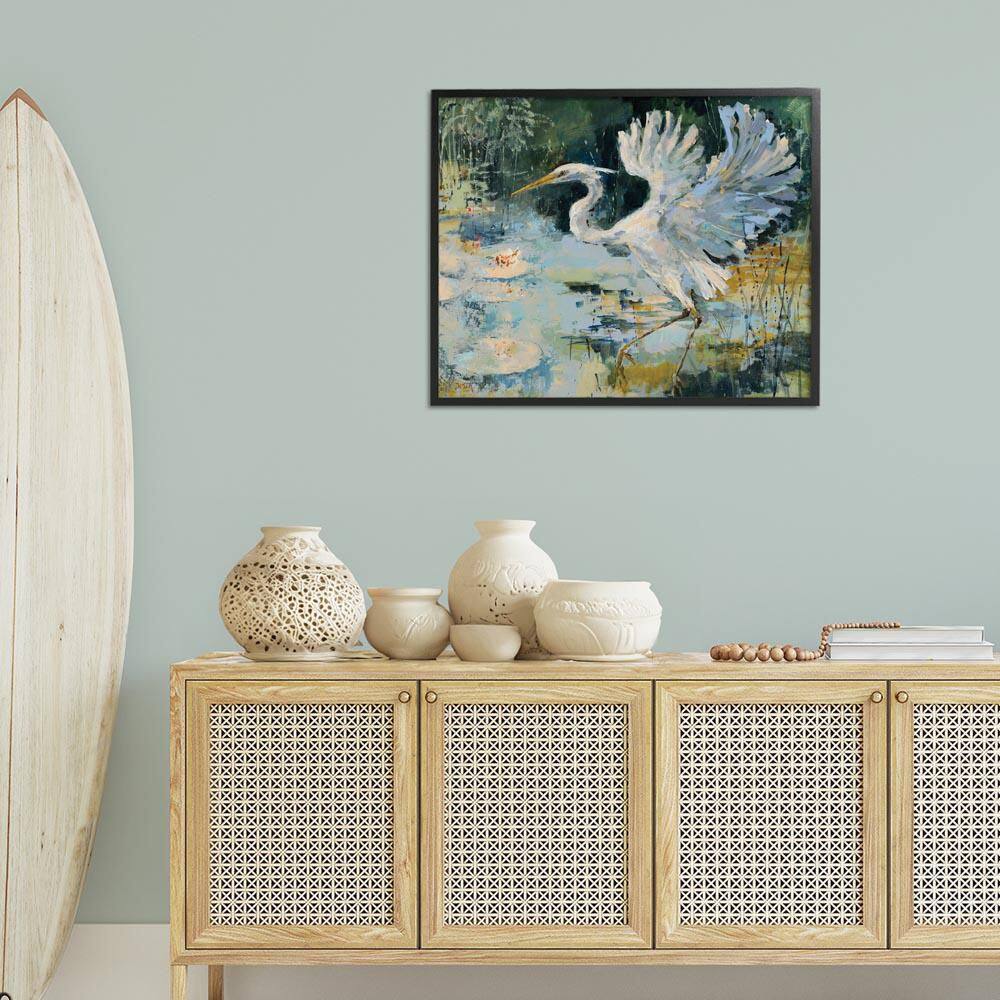 Heron with Spread Wings by Dusza Black Framed Animal Giclee Art Print 24 in. x 30 in. price history on PriceWatchPro