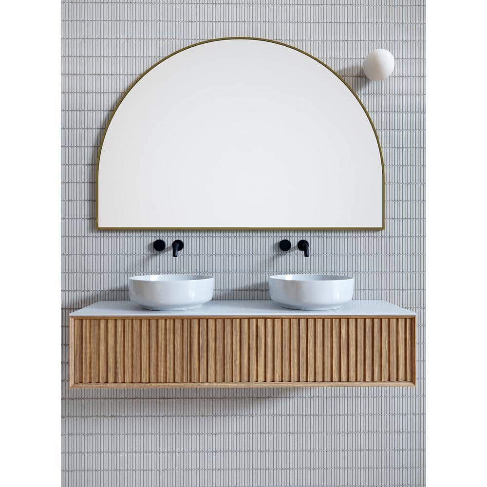 Kira 60'' x 40'' Full-Length Arched Bronze Wood Mirror