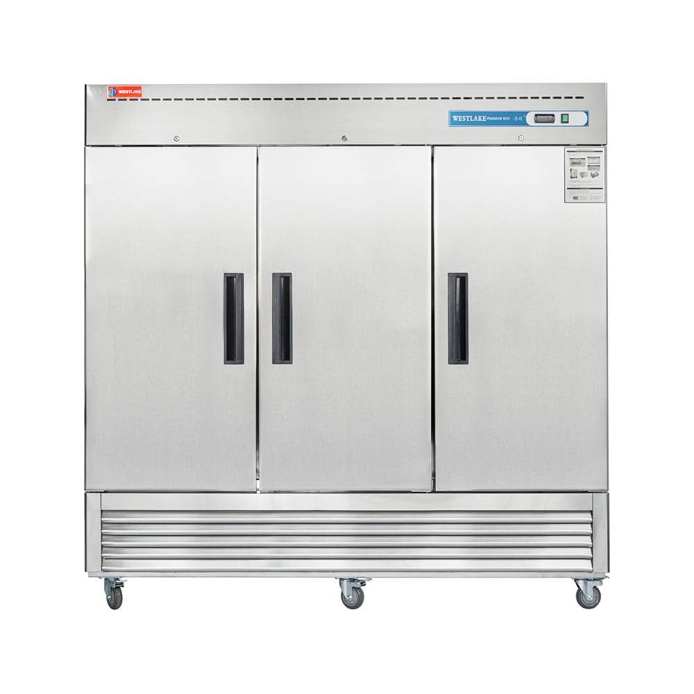 82 in. W 72 cu.ft Commercial Refrigerator 3-Doors 3-Sections Stainless Steel