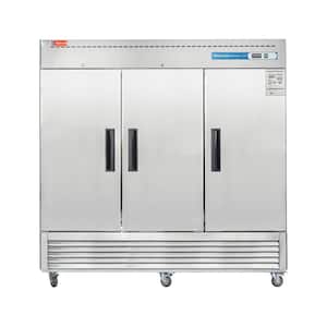 82 in. W 72 cu.ft Commercial Refrigerator 3-Doors 3-Sections Stainless Steel