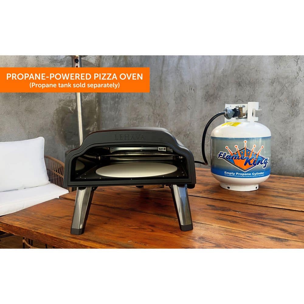 Lehava 14-inch Black Stainless Steel Portable Outdoor Propane Pizza Oven