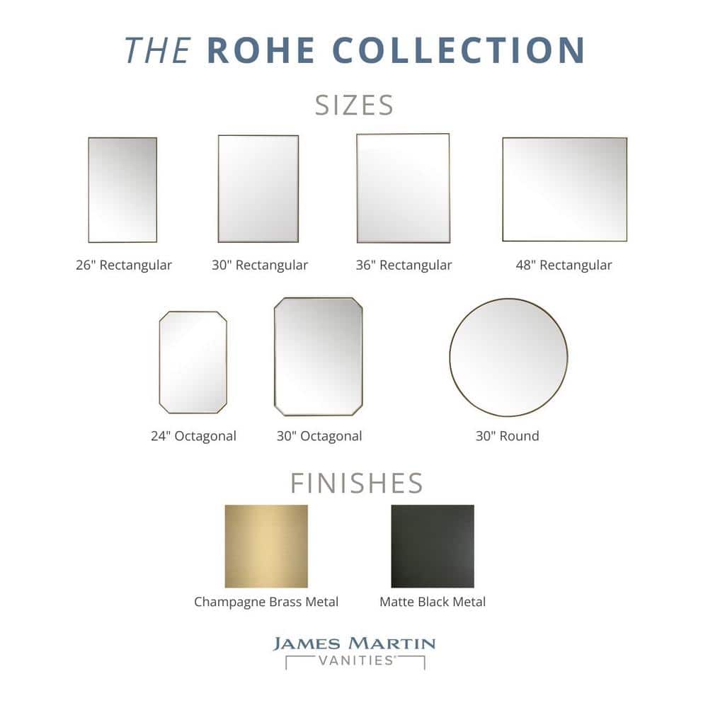 Rohe 30" Champagne Brass Rectangular Vanity Mirror