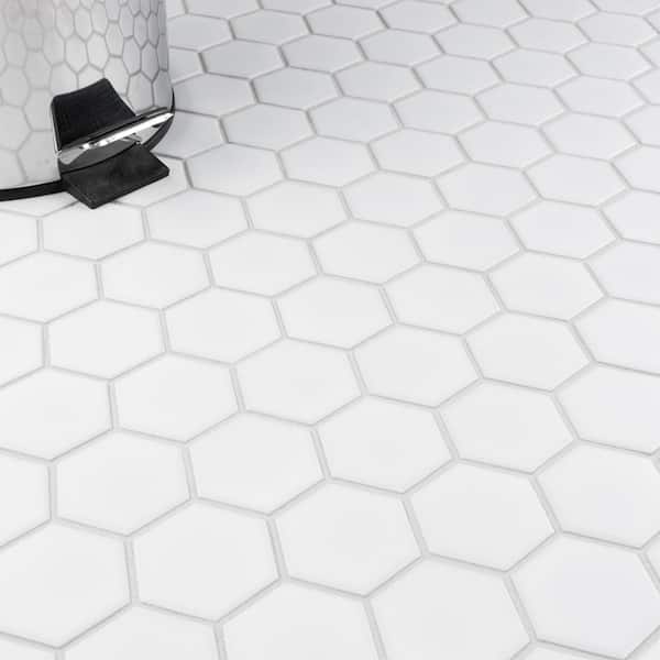 Merola Tile Metro 2 Hex Matte White 11, Hexagon Shower Floor Tile White