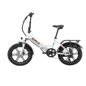 20 in. Electric Bike Fat Tire 48V Removable Lithium Battery for Adults, Step-Through Frame and Shimano 7-Speed in White