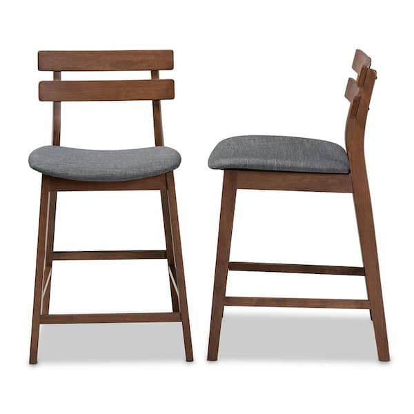 Baxton Studio Larine 24 in. Dark Grey Wood Counter Stool Set of 2