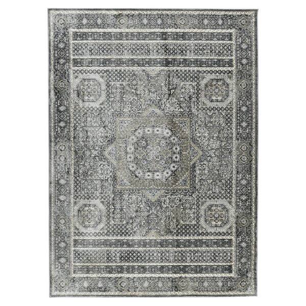 3 X 8 Gray Medallion Washable Area Rug Runner Rug