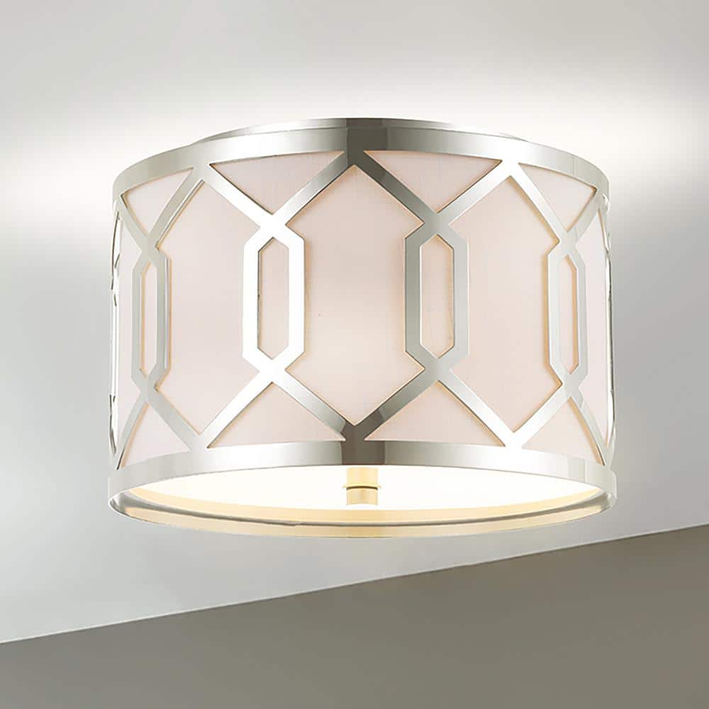 Hex 2-Light Chrome 12.5 in. Metal Flush Mount price history on PriceWatchPro