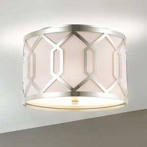 Hex 2-Light Chrome 12.5 in. Metal Flush Mount