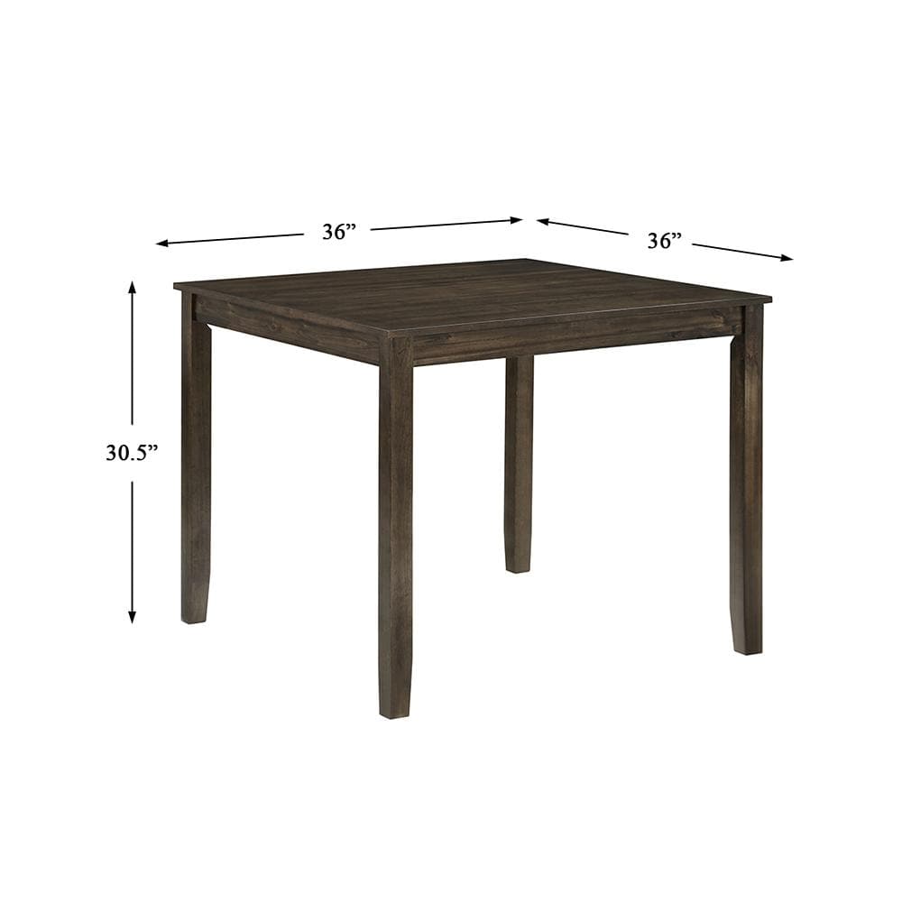 Charcoal Brown 5-Piece Square Dining Set with Faux Leather Seats