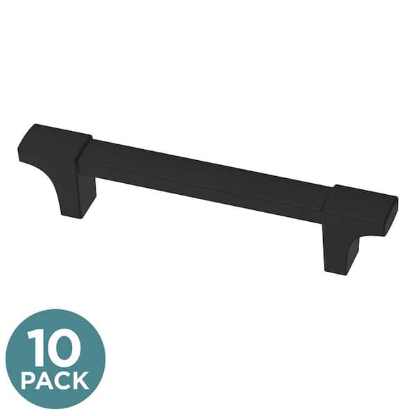 10-Pack Modern Track 3-3/4 in. (96 mm) Modern Matte Black Cabinet Pulls