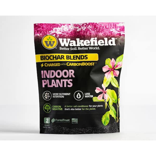 WAKEFIELD Biochar Blend with CarbonBoostfor Indoor Houseplants, Soil Amendment-2 qt. Bag