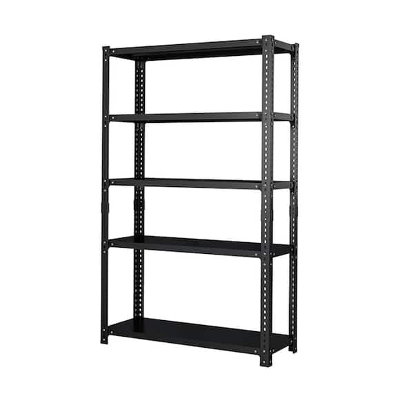 5-Tier Carbon Steel Adjustable Garage Storage Shelving Unit in Black (47.24 in. W x 71 in. H x 15.75 in. D)
