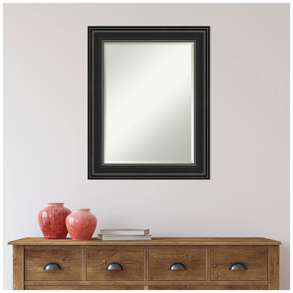 Ridge Black Rectangular Polystyrene Framed Wall Mirror