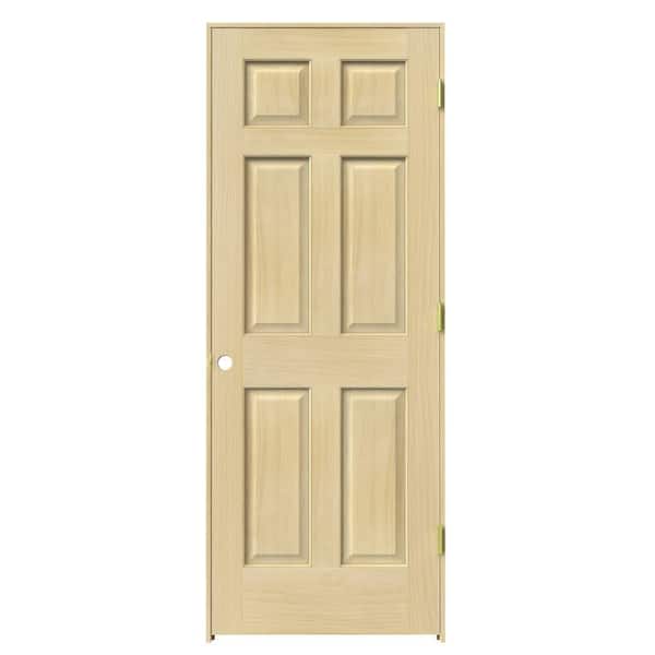 JELD-WEN 30 in. x 80 in. Pine Unfinished Left-Hand 6-Panel Wood Single Prehung Interior Door