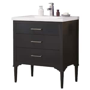 Mason 30 in. W x 18.5 in. D Bath Vanity in Espresso with Porcelain Vanity Top in White with White Basin