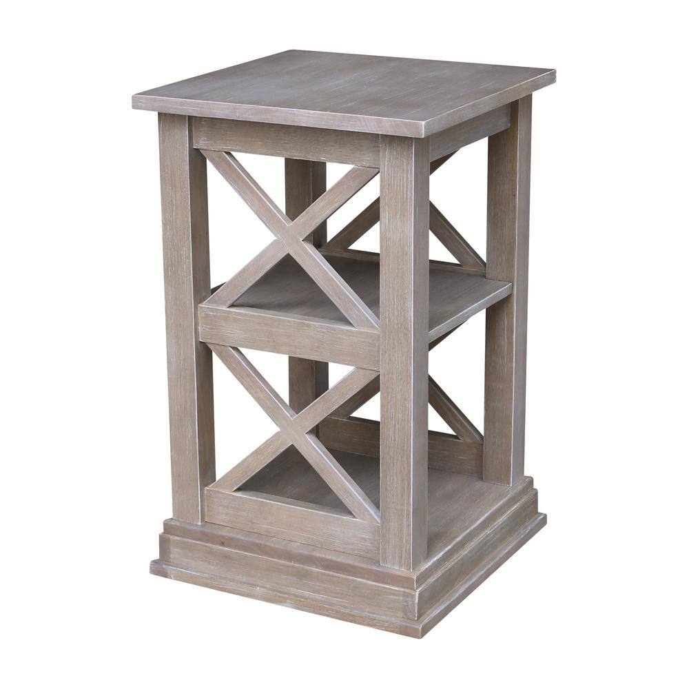 Transitional Solid Wood Square Accent Table in Brown