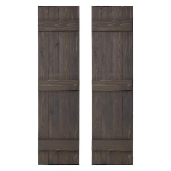 Dogberry Collections 14 in. x 60 in. Board and Batten Traditional Shutters Pair Stone Gray