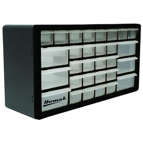 Homak 30-Compartment Non Stackable Small Parts Organizer in Black