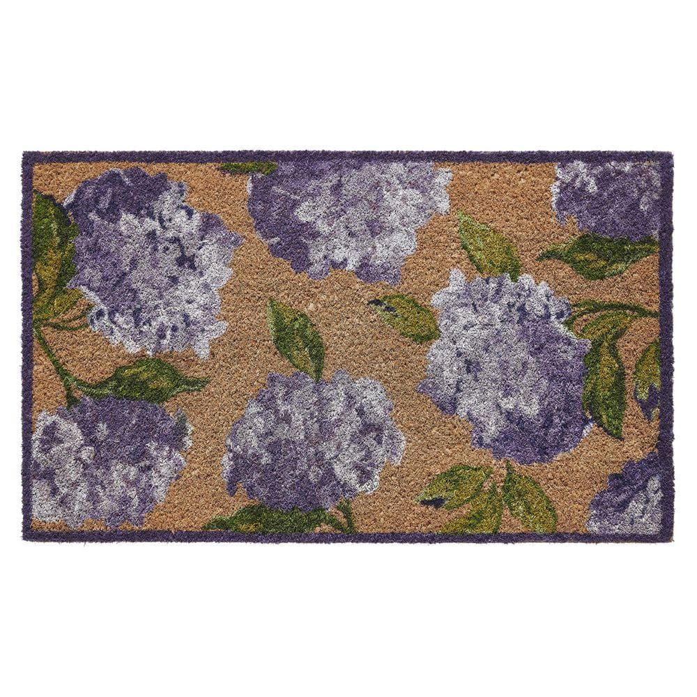 Laura Ashley Hydrangea Purple 17.5 in. x 30 in. Coir Non-Slip